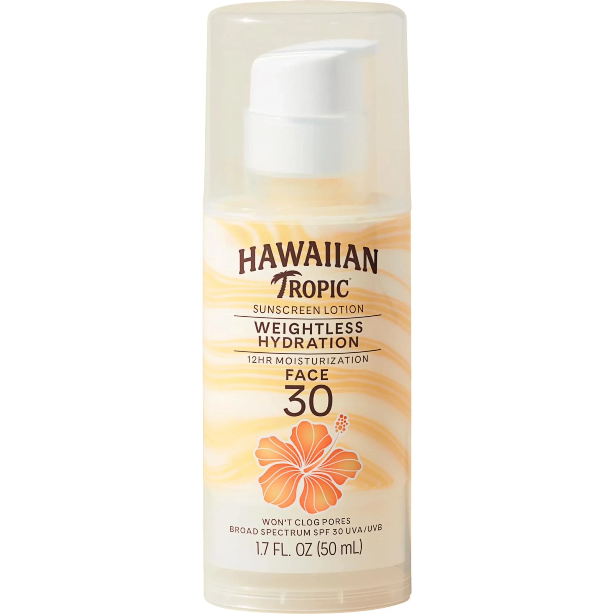 Hawaiian Tropic Weightless Hydration SPF 30 Face Sunscreen 50ml (1.7 Fl Oz) | Dermatologist-Tested for All Skin Types - main product image