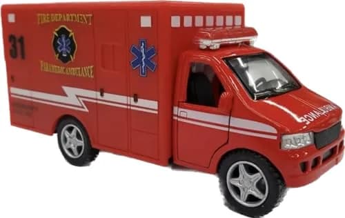 KiNSMART Rescue Team Ambulance 12cm (4.75") Die Cast Metal Toy | Realistic Pullback Action thumbnail 1