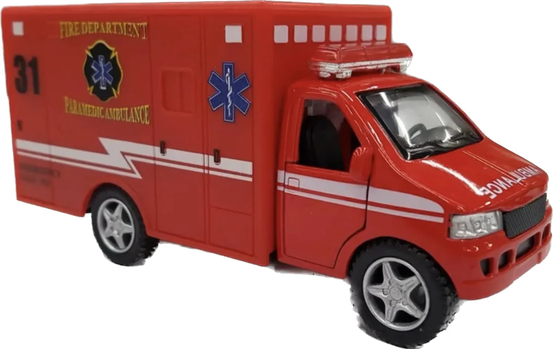 KiNSMART Rescue Team Ambulance 12.7cm (5") Die Cast Metal with Pullback Action | ASTM-Tested Toy Vehicle — Red