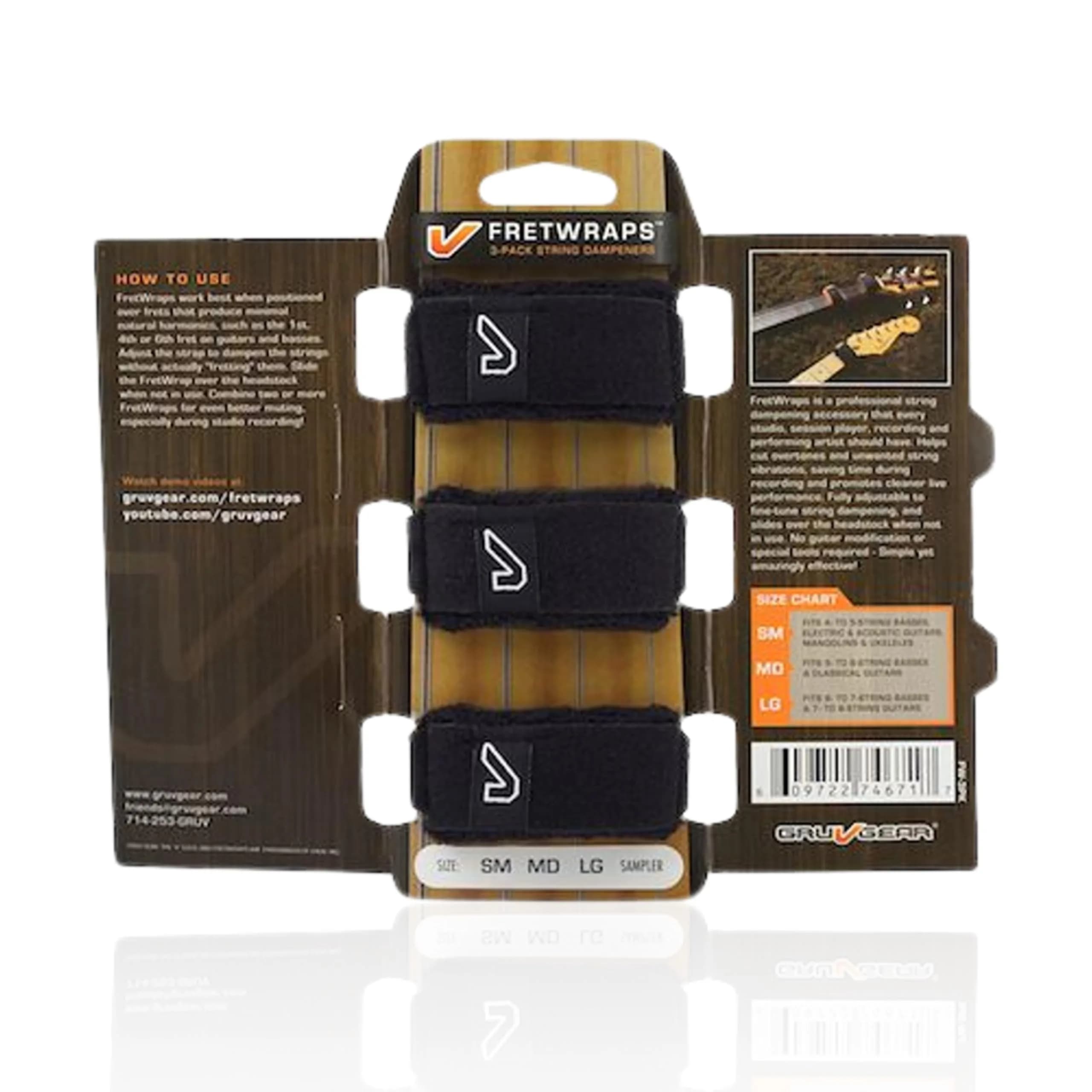 Gruv Gear FretWrap String Dampener 3 Pack Small Black | Reduces Unwanted String Noise for Bass & Guitar