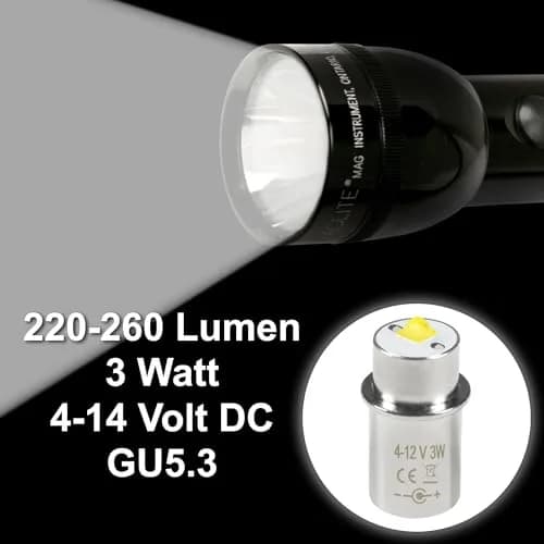 HQRP 3W MagLight LED Bulb Upgrade, DC 4-12V Flashlight Replacement, 260LM Cool White 6000K | Brighter, Energy-Efficient LED Upgrade thumbnail 3