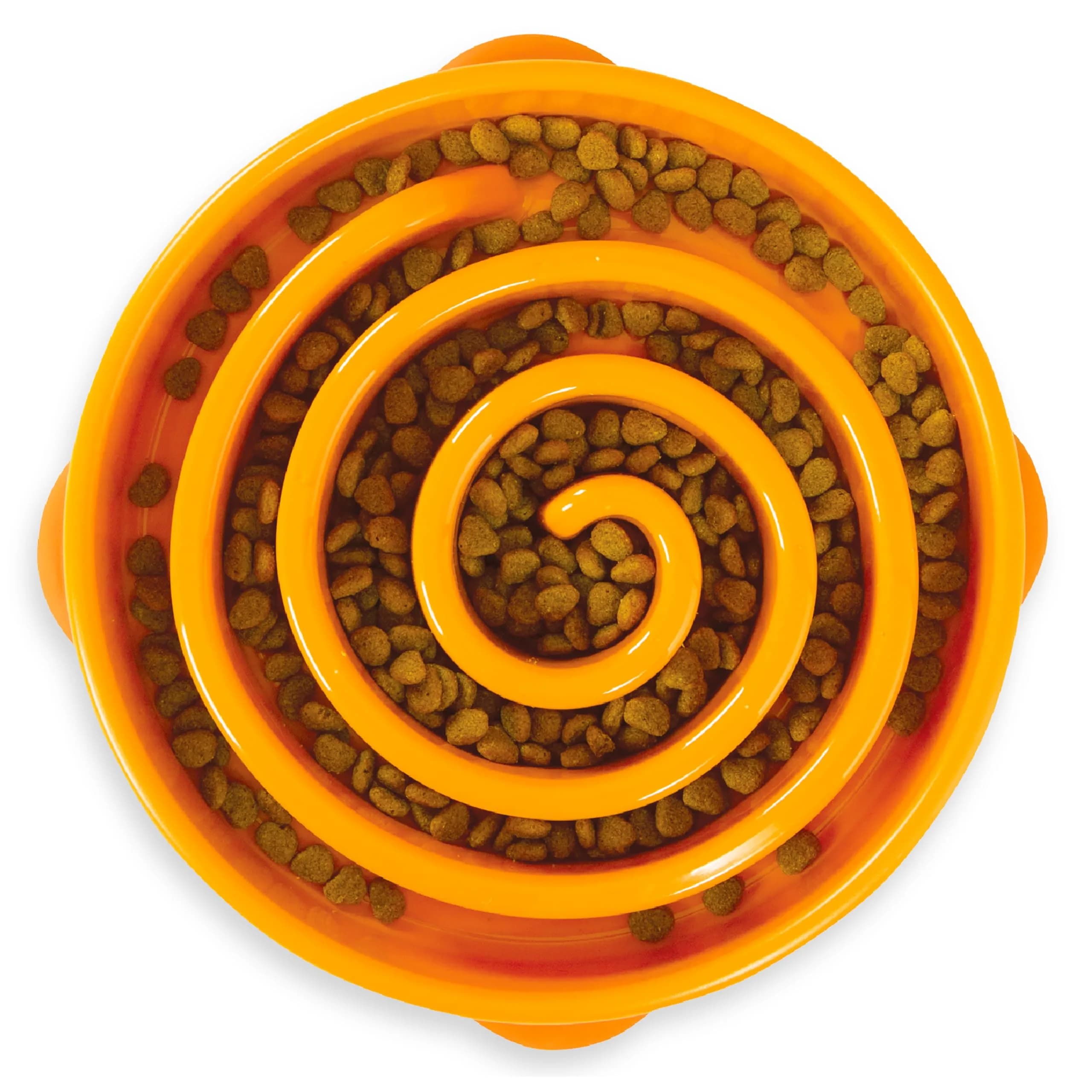 Outward Hound Fun Feeder Slo Bowl Large 4-Cup Capacity Purple Flower Pattern | Slow Feeder Dog Bowl for Fast Eaters — Orange / Large