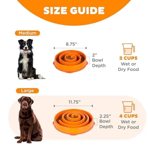 Outward Hound Fun Feeder Slo Bowl Large 4-Cup Capacity Orange Swirl Pattern | Slow Feeding Dog Bowl for Medium to Large Dogs thumbnail 5