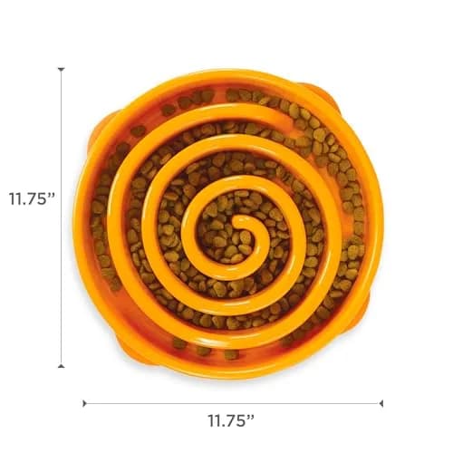 Outward Hound Fun Feeder Slo Bowl Large 4-Cup Capacity Orange Swirl Pattern | Slow Feeding Dog Bowl for Medium to Large Dogs thumbnail 7