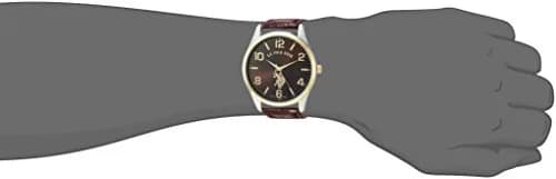 Accutime U.S. Polo Assn. Men's Analog Quartz Watch 44mm Silver-Tone Case Brown Croco-Embossed Strap | Classic Casual Style thumbnail 2