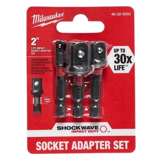 Milwaukee Power Drill Bit Extensions Shockwave Socket Adapter Set, 1/4" Hex | Impact Duty, Durable Alloy Steel (70-120c)