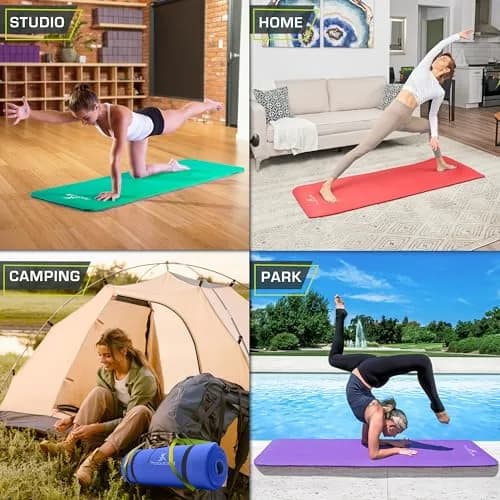 ProSourceFit Extra Thick Yoga and Pilates Mat ½” (13mm) 71-inch Long | High Density Exercise Mat with Comfort Foam and Carrying Strap thumbnail 5