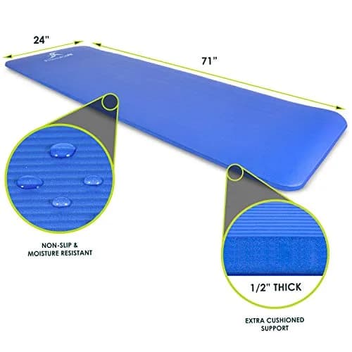 ProSourceFit Extra Thick Yoga and Pilates Mat ½” (13mm) 71-inch Long | High Density Exercise Mat with Comfort Foam and Carrying Strap thumbnail 3