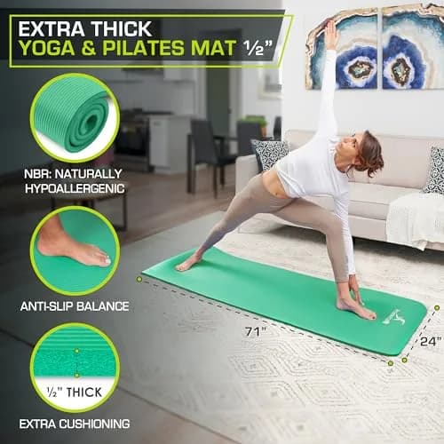 ProSource Extra Thick Yoga & Pilates Mat ½” (13mm) | 71-inch Long, Non-Slip, Moisture-Resistant thumbnail 2