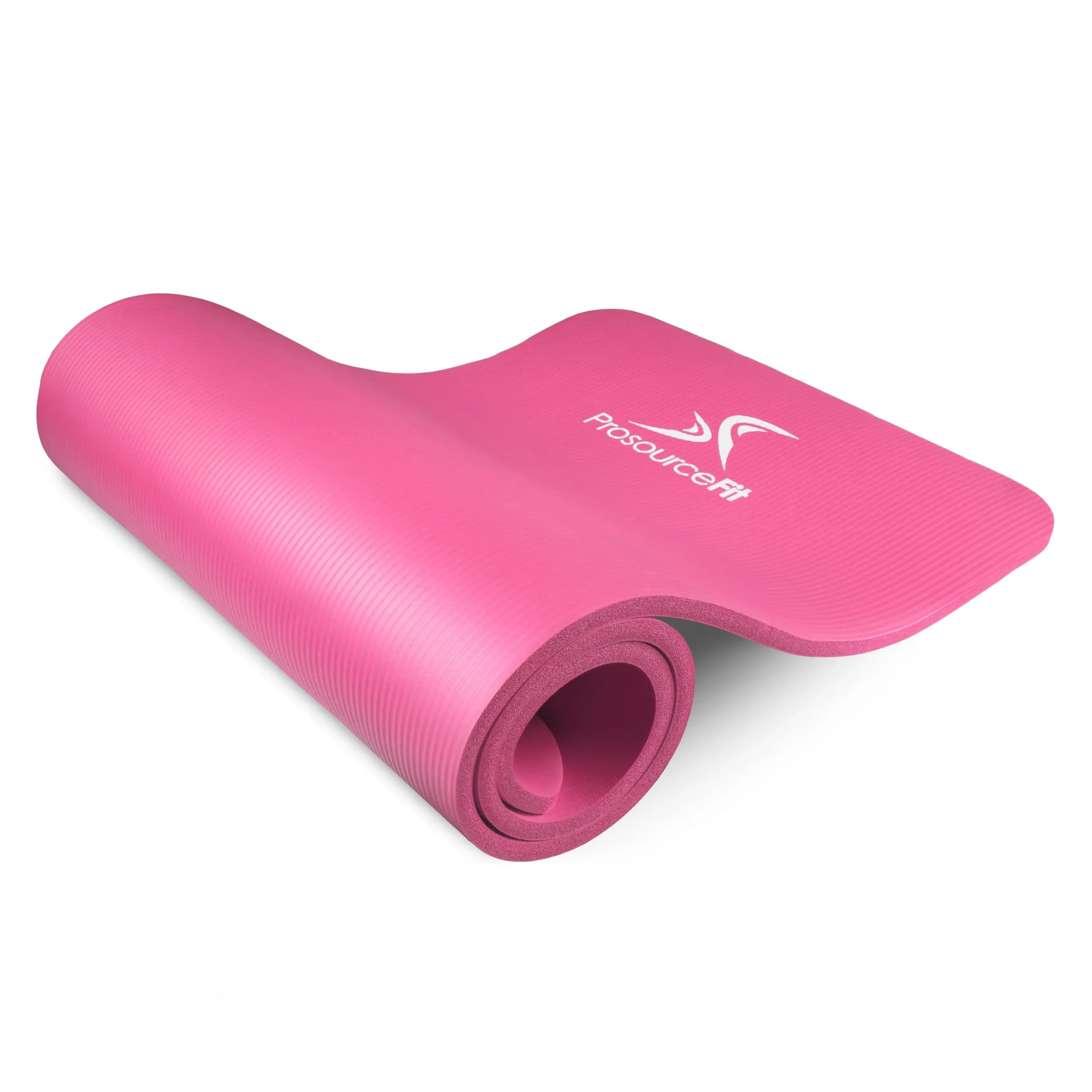 ProSourceFit Extra Thick Yoga and Pilates Mat ½” (13mm) 71-inch Long | High Density Exercise Mat with Comfort Foam and Carrying Strap — Pink / 1/2"