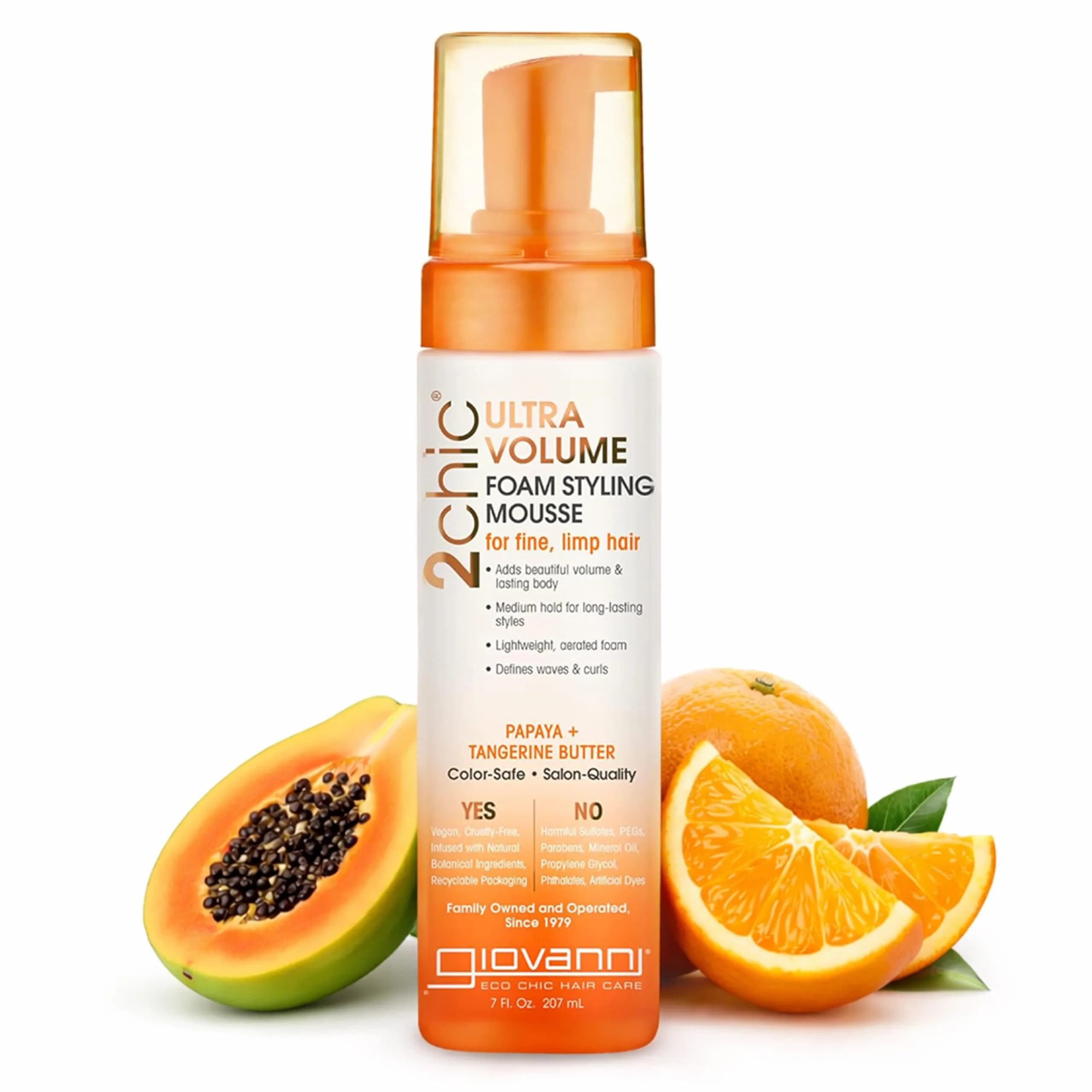 GIOVANNI 2Chic Ultra-Volume Foam Styling Mousse 223ml (7 fl oz) | Firm Hold for Fine & Thin Hair - main product image