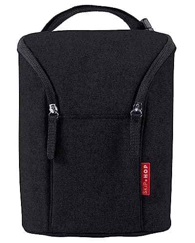 Skip Hop Grab & Go Double Bottle Bag, Black | Insulated for 4 Hours thumbnail 1