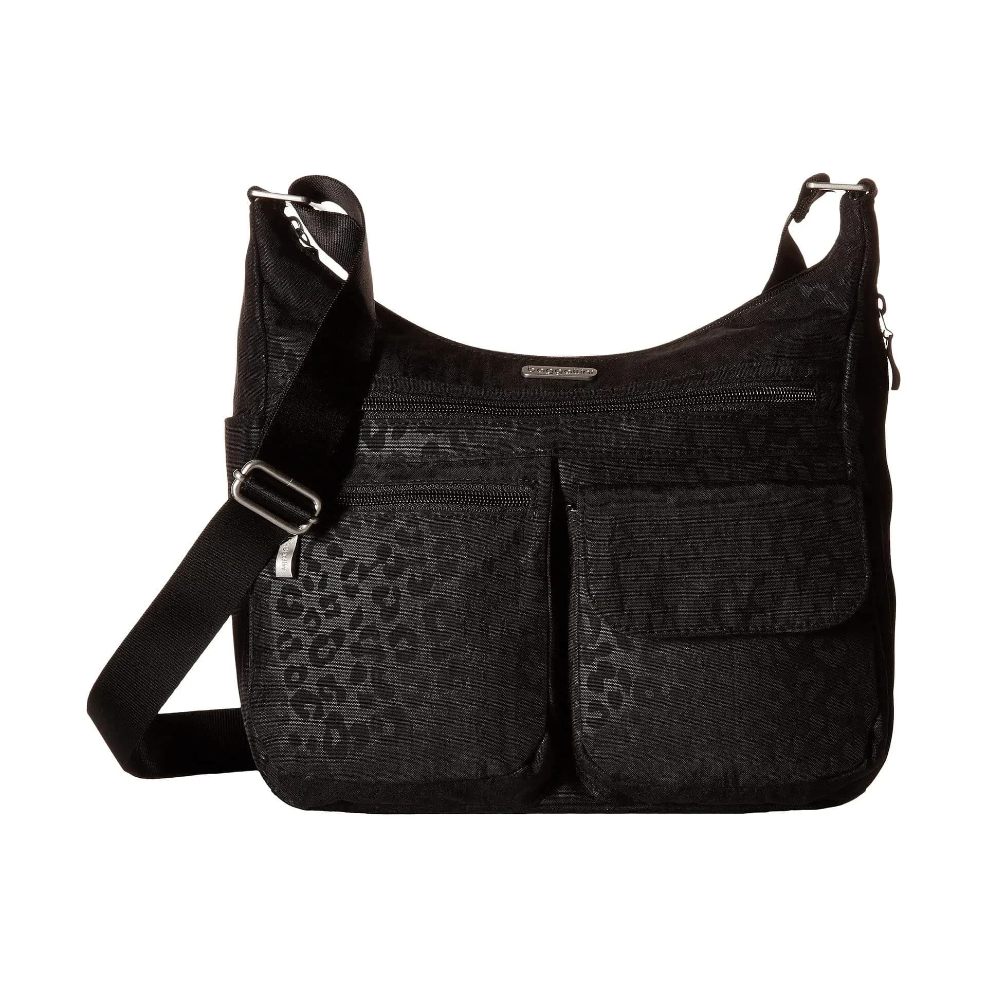 Baggallini Everywhere Bagg Hobo Crossbody Bag for Women 228ml (8 Fl Oz) | Water-resistant Travel Bag with RFID Wristlet — Black Cheetah Eemboss / One Size