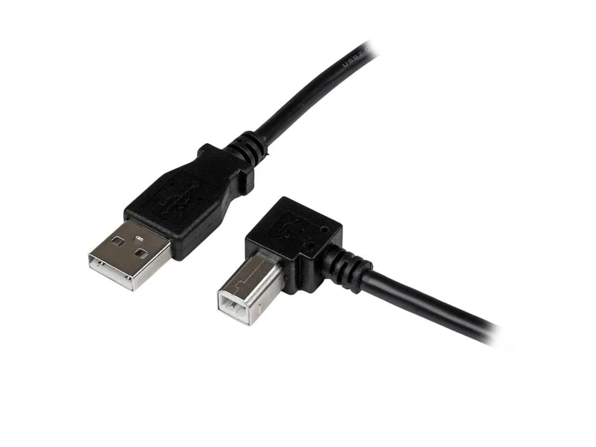 StarTech.com USB 2.0 A to Left Angle B Cable 1m (3.3ft) | Connect Peripherals in Tight Spaces — 2 m