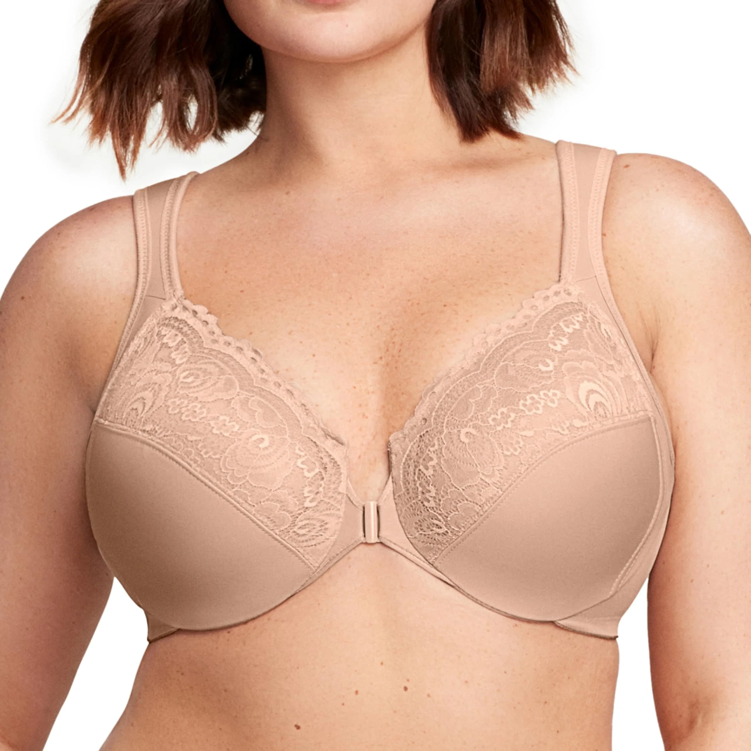 Glamorise Full Figure Plus Size Wonderwire Front-Closure Bra Underwire 44D Café - main product image