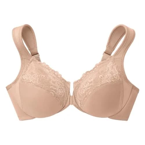 Glamorise Full Figure Plus Size Wonderwire Front-Closure Bra Underwire 44D Café thumbnail 4