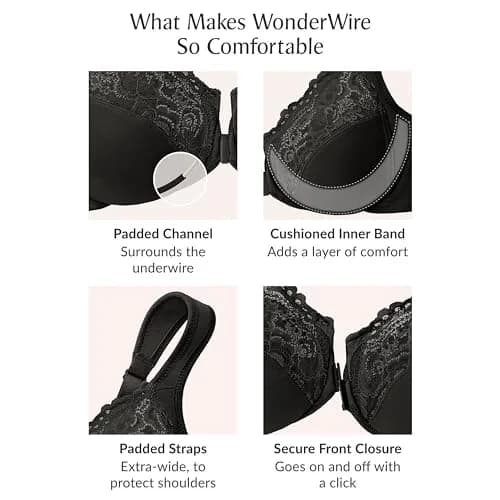 Glamorise Full Figure Plus Size Wonderwire Front-Closure Bra Underwire 44D Café thumbnail 6
