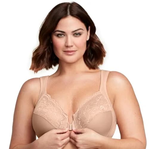 Glamorise Full Figure Plus Size Wonderwire Front-Closure Bra Underwire 44D Café thumbnail 7