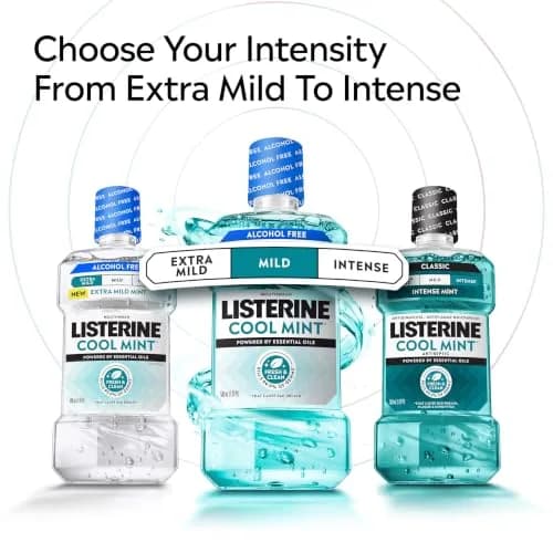 Listerine Cool Mint Alcohol-Free Mouthwash, Mild Mint 500 mL (16.9 Fl Oz) | Kills 99.9% of Bad Breath Germs thumbnail 8