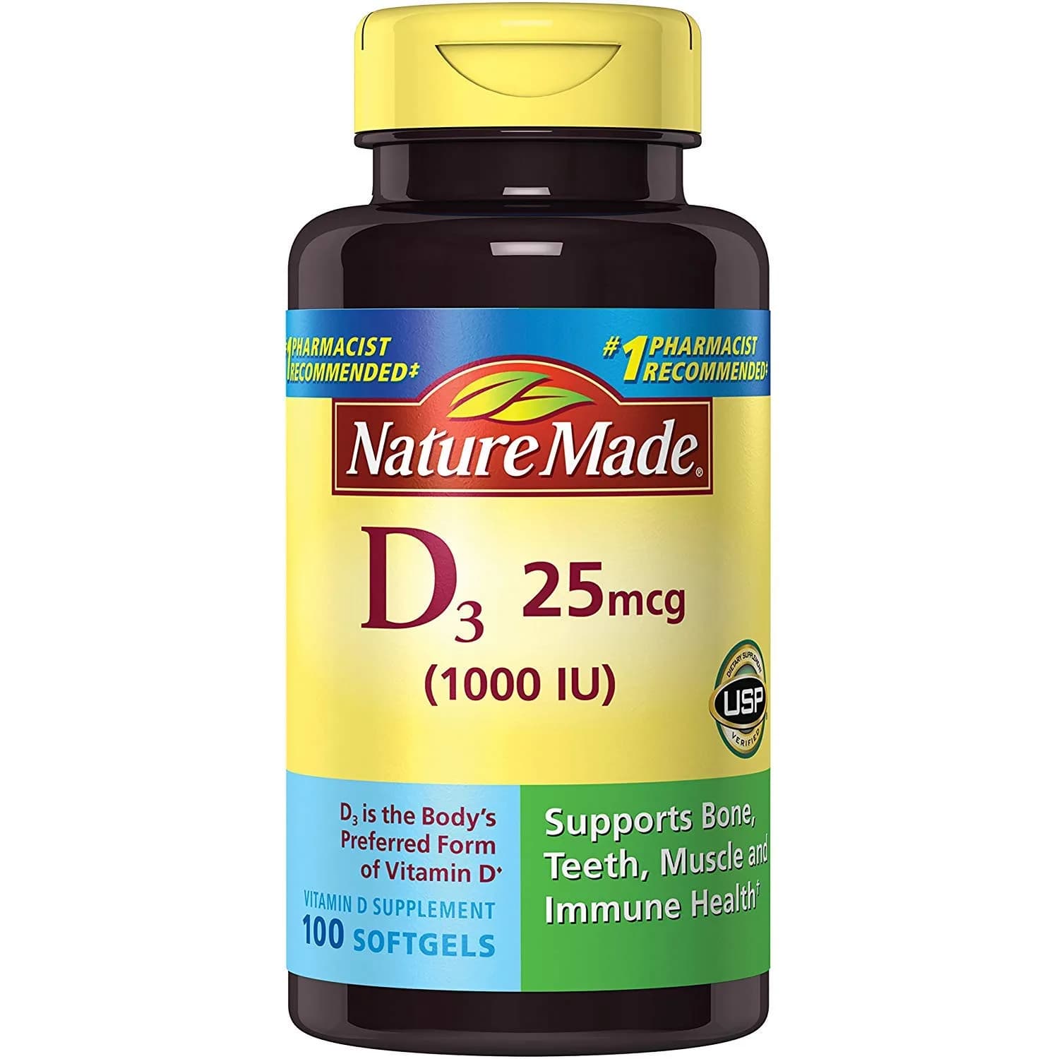 Nature Made Vitamin D3 1000 IU Softgels (300 Count) | Supports Bone, Immune & Muscle Health