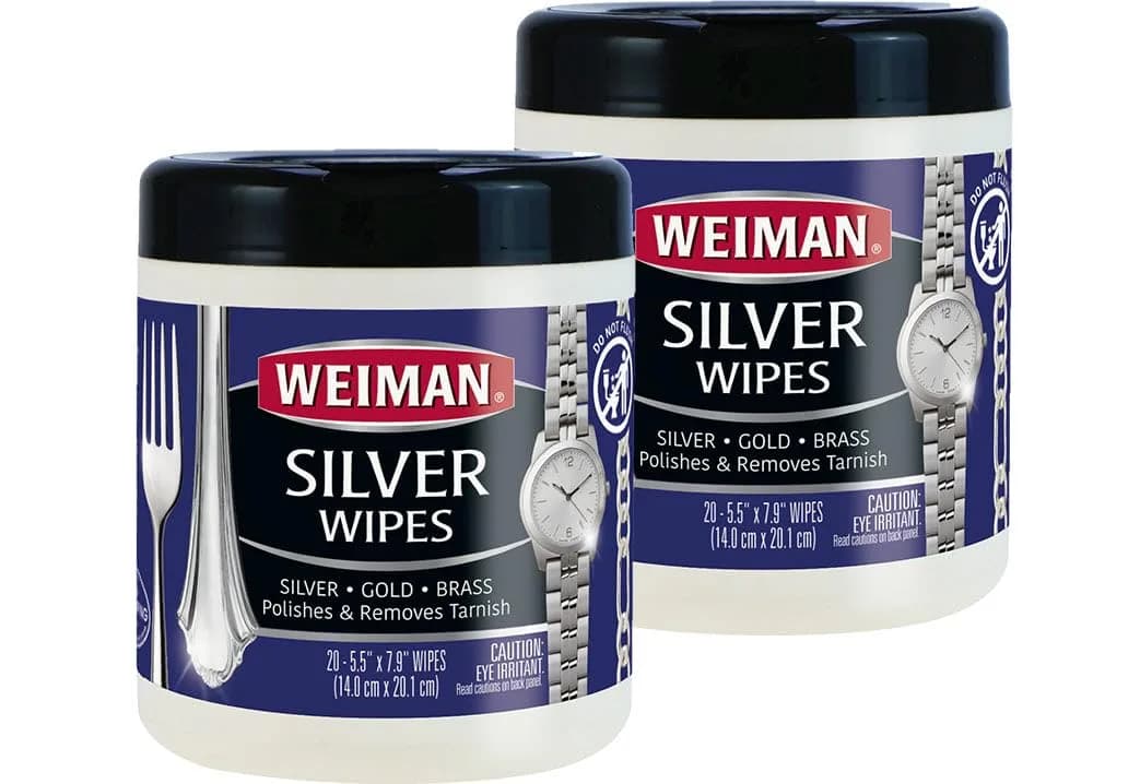 Weiman Jewelry Polish Cleaner Wipes 40 Count (20 Count x 2 Pack) | Cleans Silver, Gold, Brass, Copper, Aluminum