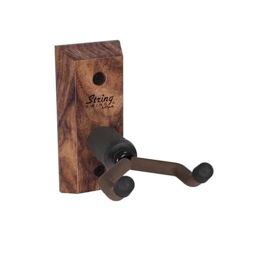 String Swing Black Walnut Ukulele Hanger | Made in USA Hardwood Wall Mount for Soprano, Concert, Baritone Ukuleles & Mandolins thumbnail 1