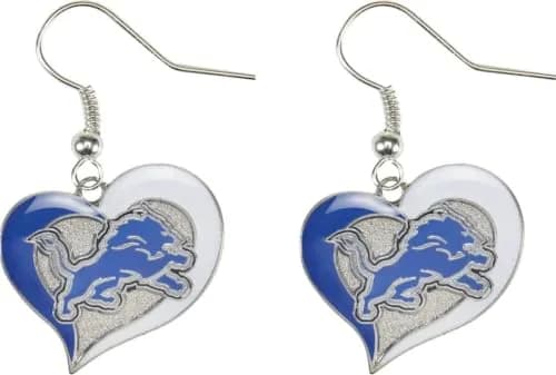 aminco Womens NFL Kansas City Chiefs Swirl Heart Earrings | Lightweight, Hypoallergenic, 3/4 Inch Charm thumbnail 1