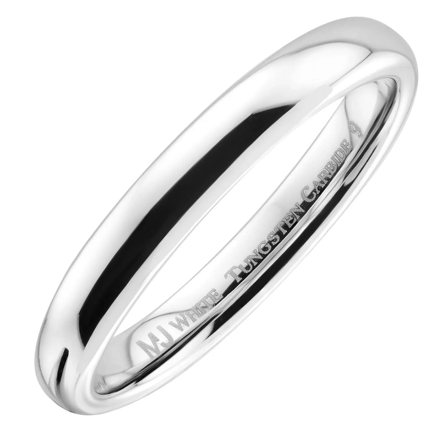 MJ Metals Jewelry Classic Mirror Polished Tungsten Carbide 3mm Comfort Fit Wedding Band Ring Size 10 — 3mm