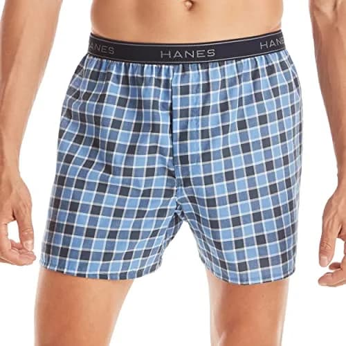 Hanes Men Tagless Boxers with Exposed Waistband, 5 Pack | Breathable Cotton-Polyester Blend for Comfort & Moisture Control thumbnail 2