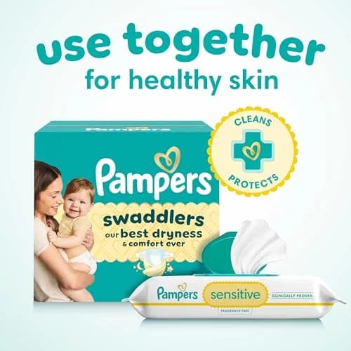 Pampers Sensitive Baby Wipes, 56 Count (1 Pack) | Hypoallergenic, Fragrance-Free, Clinically Proven thumbnail 9