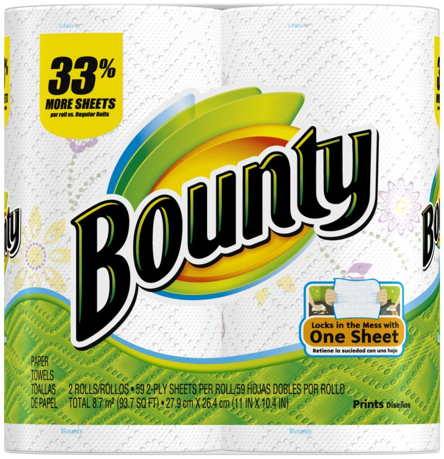 Bounty Select-A-Size Paper Towels, White, 8 Double Plus Rolls (984 Sheets Total) | Absorbent & Quicker Picker Upper — 2 Double Rolls
