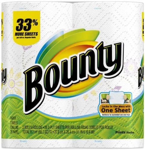 Bounty Paper Towels, Prints - 2 Double Rolls (196 Sheets Total) | Absorbent & Strong for Kitchen & Home thumbnail 1