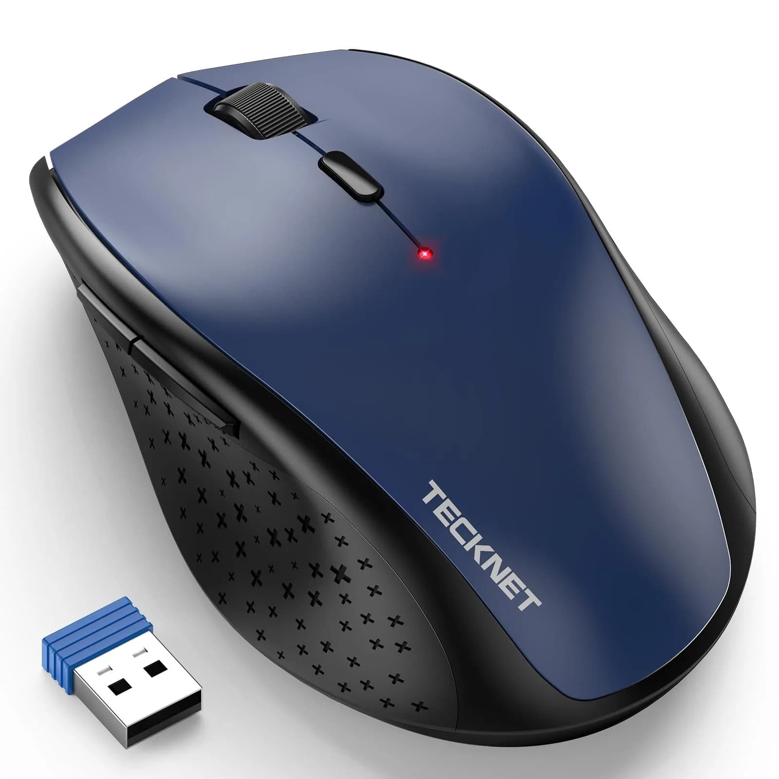 TECKNET Grey 2.4G Wireless Mouse, 4800 DPI Optical Ergonomic Computer Mouse with 6 Buttons & Silent Click | 75g (2.65 oz) — Blue