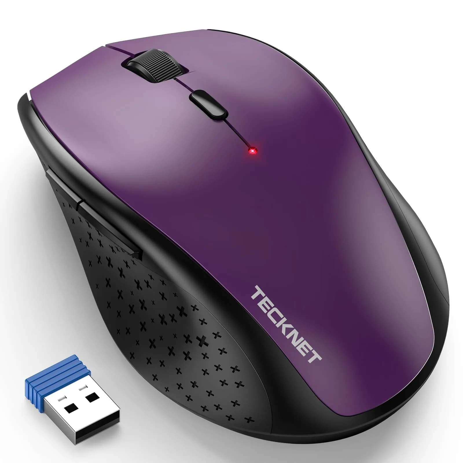 TECKNET 2.4G Wireless Mouse, 4800 DPI Ergonomic Computer Mouse, USB, Purple | 6 Levels Adjustable DPI & 6 Buttons - main product image