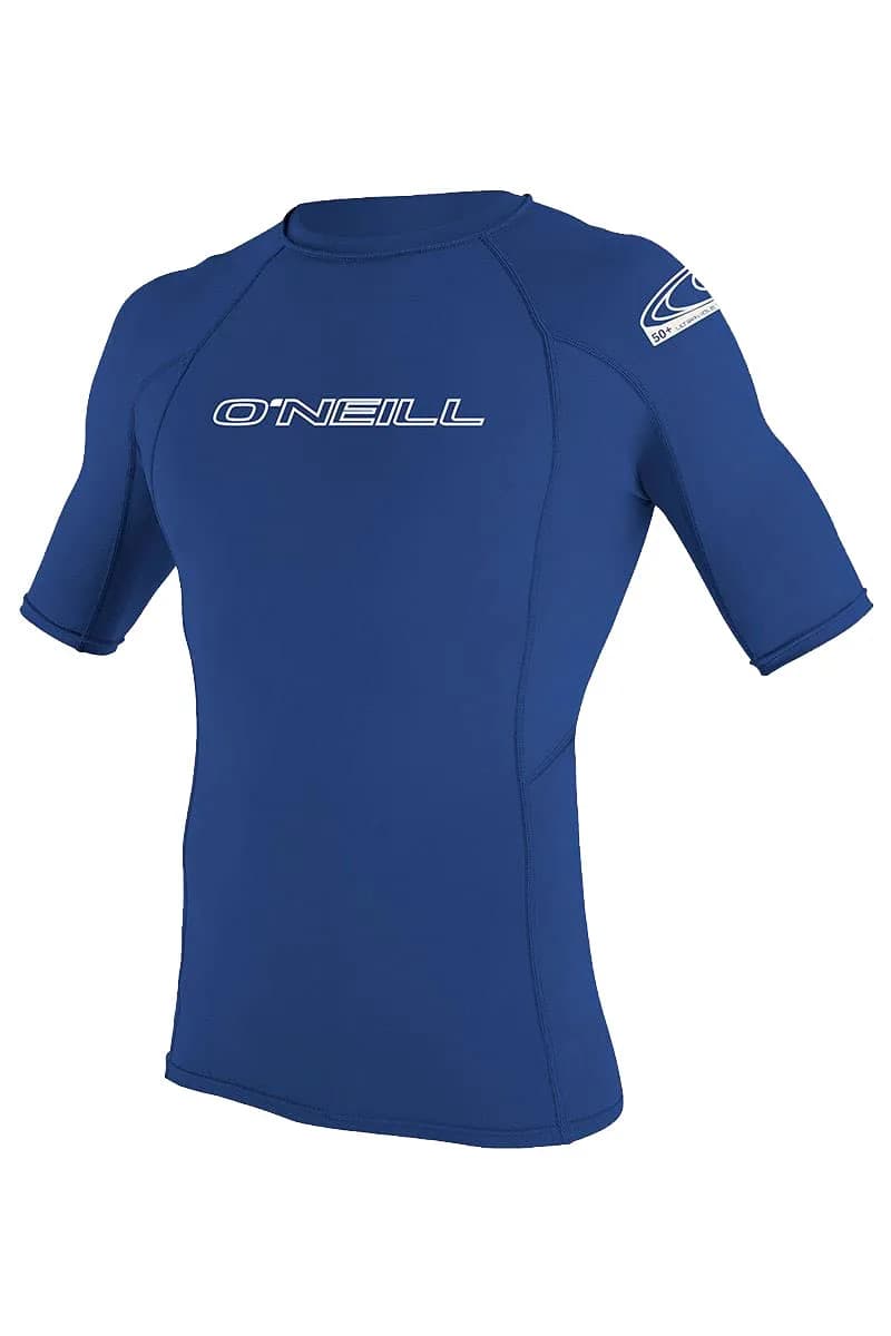 O'NEILL Men’s Basic Skins UPF 50+ S/S Rashguard Large Blue | Sun & Rash Protection for Water Sports