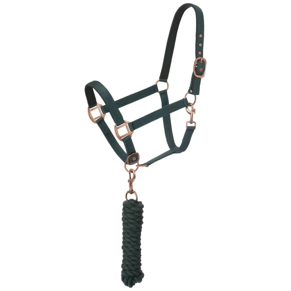 Tough 1 Padded Horse Halter with Antique Hardware and Lead Rope | Neoprene Padding for Comfort - main product image
