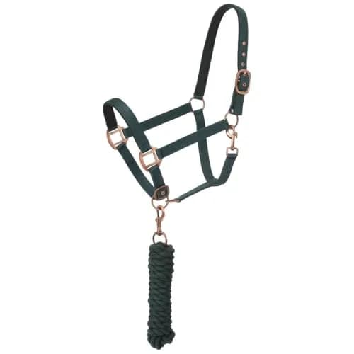 Tough 1 Padded Horse Halter with Antique Hardware and Lead Rope | Neoprene Padding for Comfort thumbnail 1