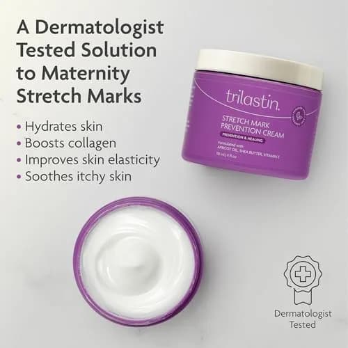 TriLASTIN Stretch Mark Cream for Pregnancy – Hydrating Belly Cream for Pregnant Women- Shea Butter & Vitamin E, Paraben Free, No Added Fragrances - 4 oz thumbnail 2