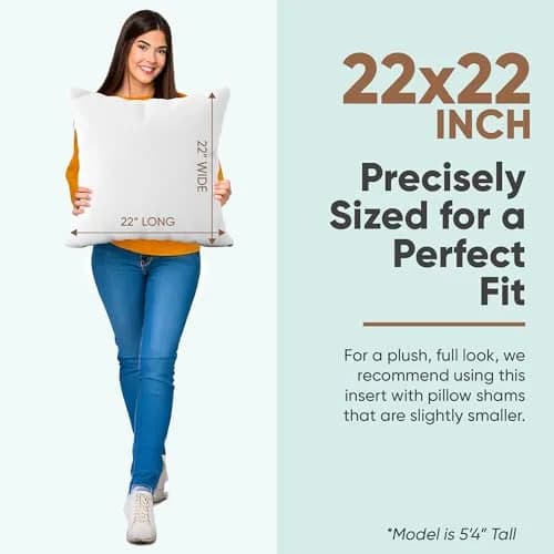 Pillowflex Synthetic Down Pillow Insert 55x55 cm (22x22 in) | Hypoallergenic & Washable Sham Insert thumbnail 2