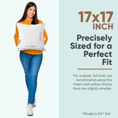 Pillowflex Synthetic Down Pillow Insert 17x17 in | Karate Chop Design, Ultra Soft Support thumbnail 8