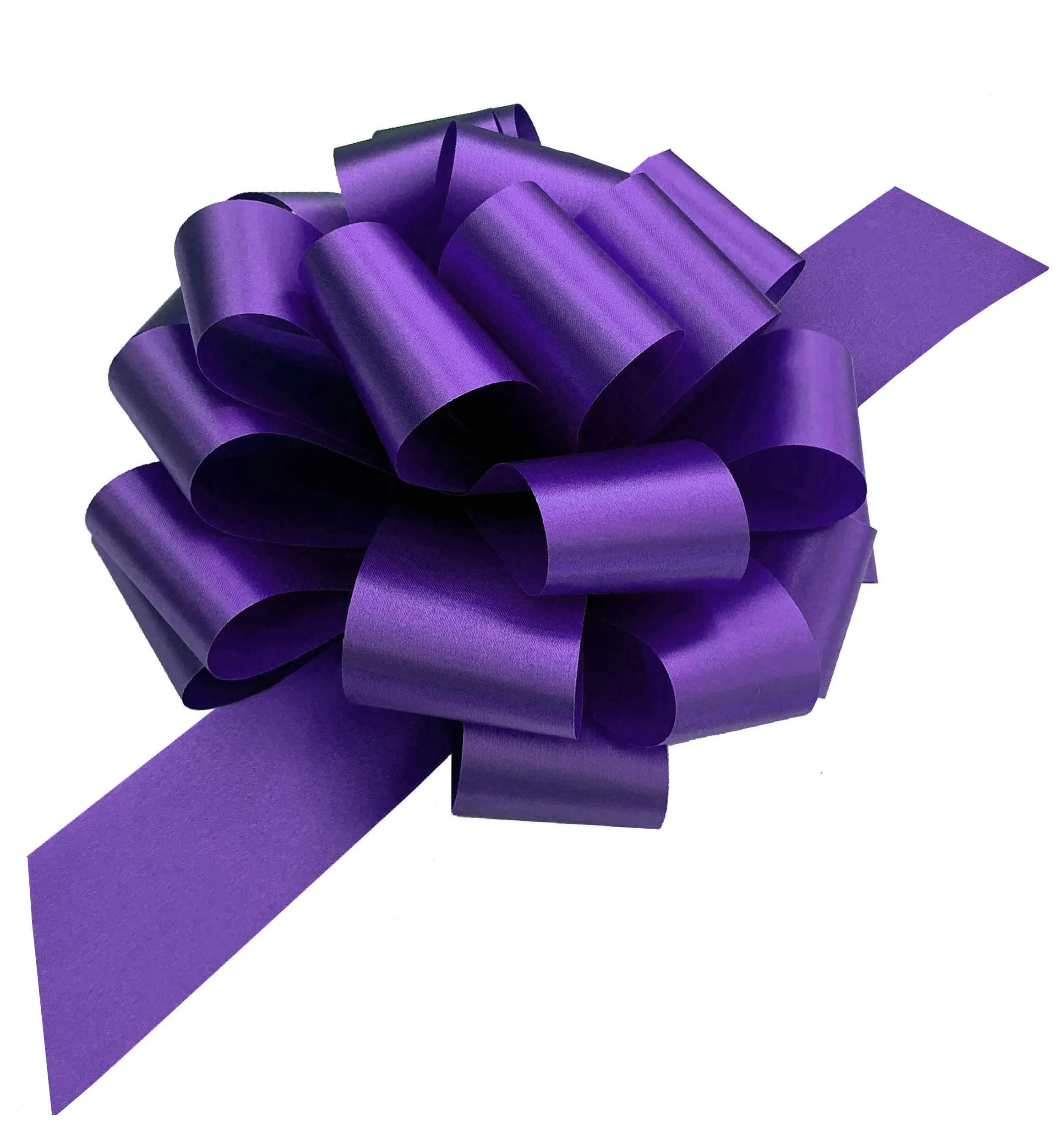 GiftWrap Etc. Large White Wedding Pull Bows - 9 Inch (22.86 cm) Wide, Set of 6 | Elegant Solid Polyester for Parties & Gifts — Purple