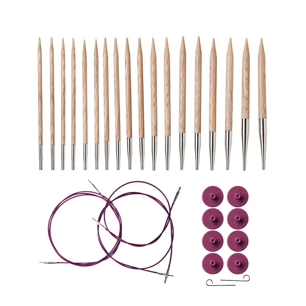 Knit Picks Rainbow Wood Interchangeable Knitting Needles Set US 4-11 (3.5mm-8mm) | Smooth Laminated Birch with 80" Cable Option — Sunstruck
