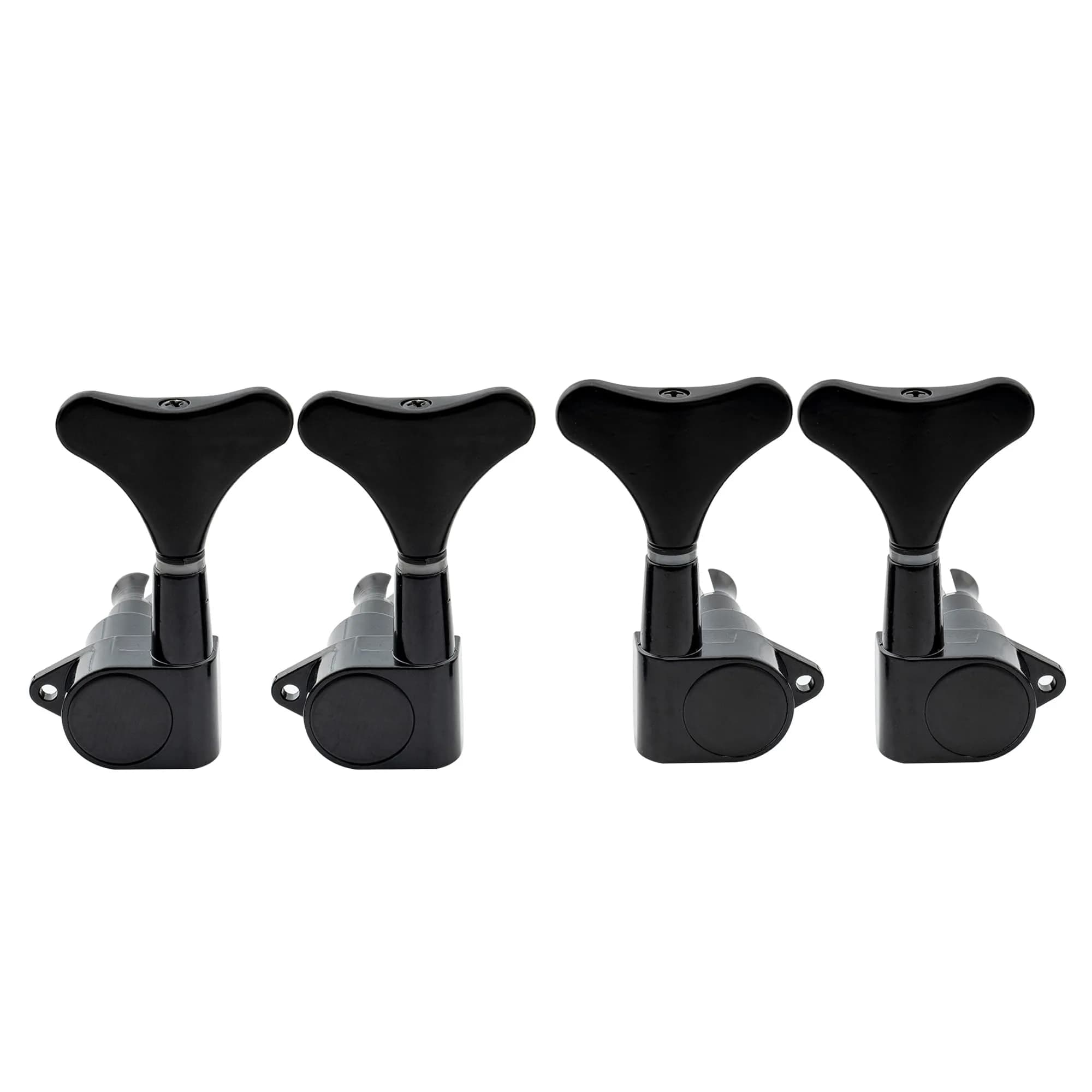 Musiclily Bass Tuning Machines, Chrome, 4 Pieces | Gear Ratio 19:1 for Ibanez Style Bass — 2R2L Black