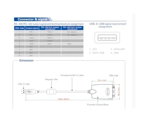 UOTEK UT-890A USB to RS485/422 Serial Converter 1.5m (5ft) | FTDI Chipset, ESD Protection thumbnail 6