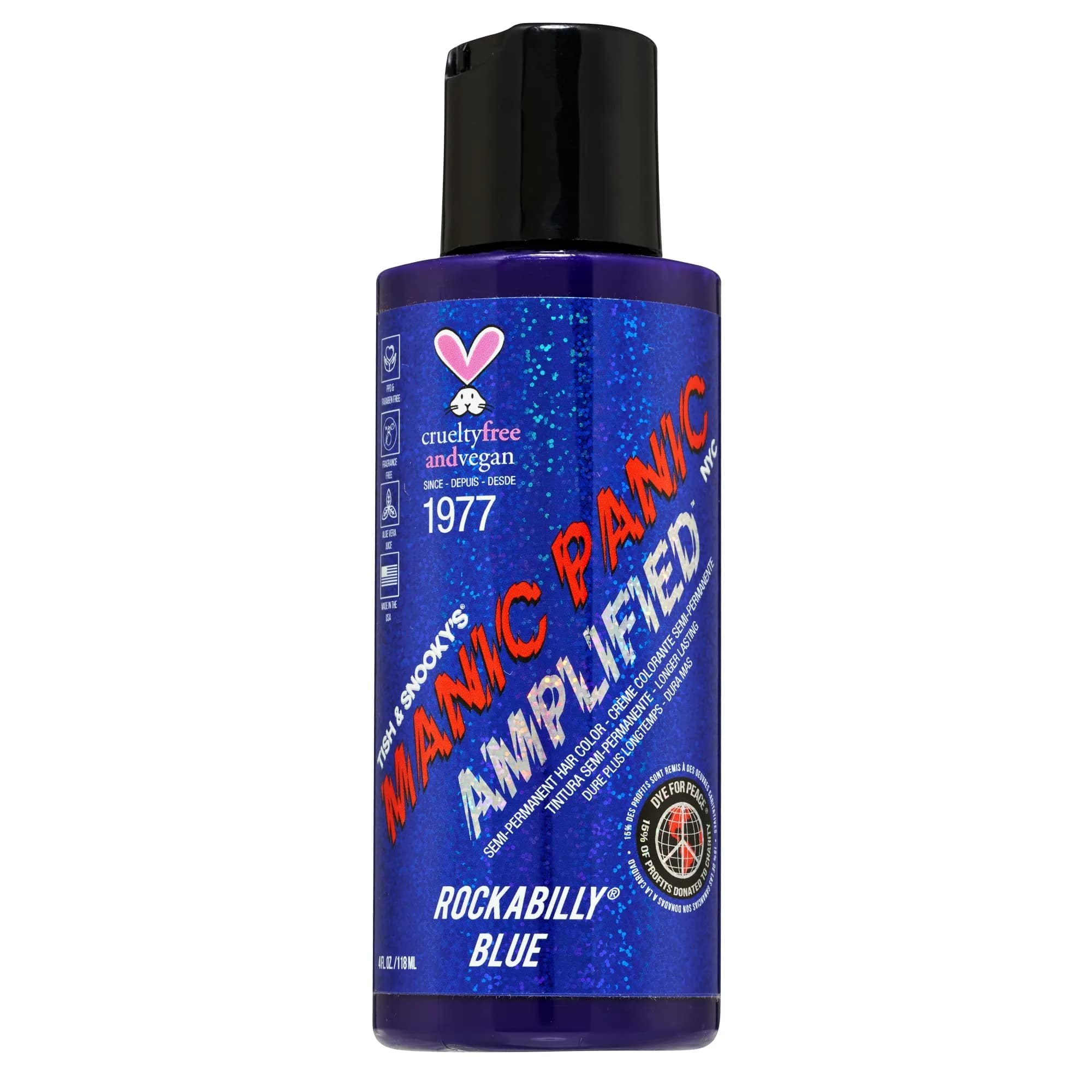 MANIC PANIC Electric Lizard Green Hair Color - Amplified - 118ml (4 Fl Oz) | Neon Green Hair Dye That Glows Under Blacklight — Rockabilly Blue