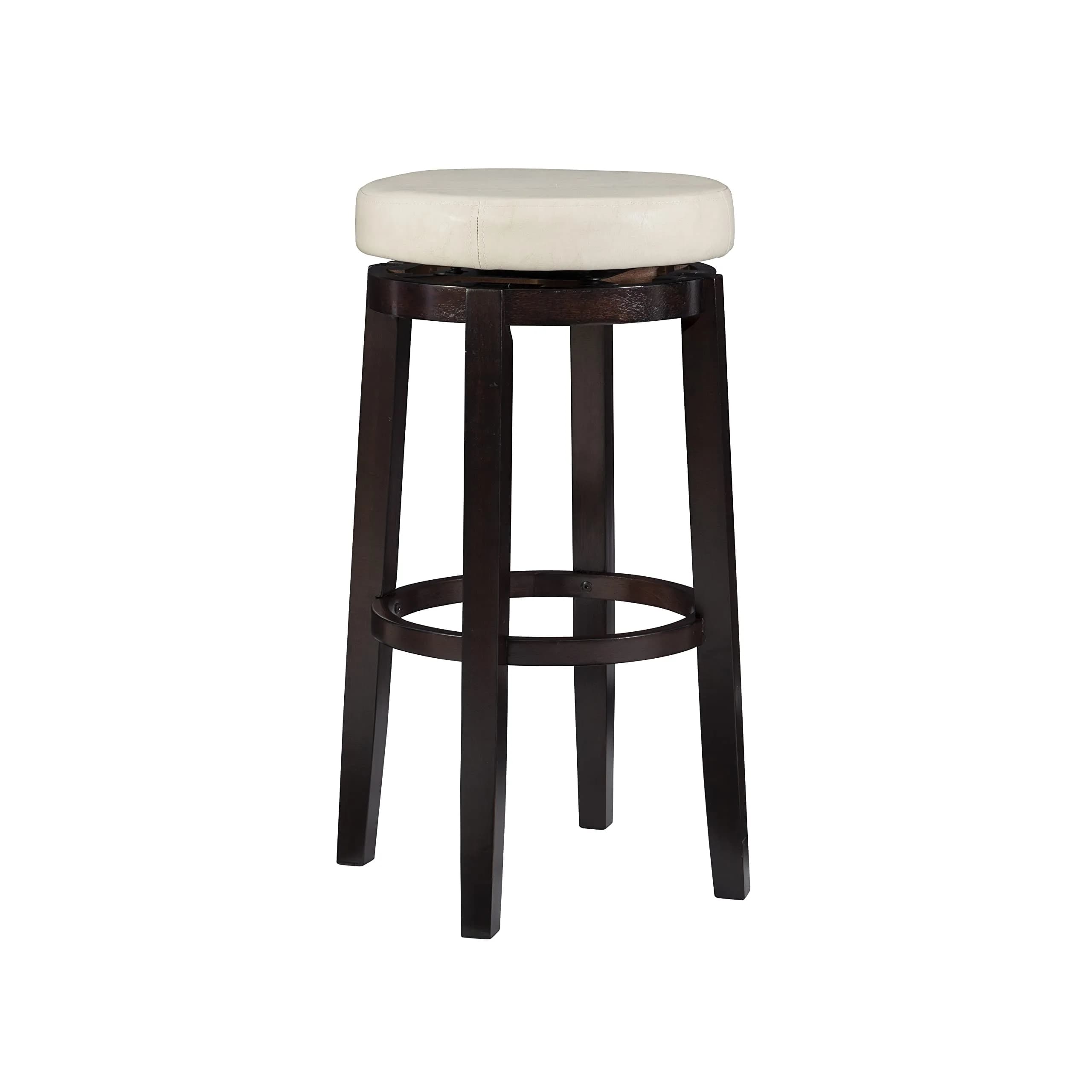 Linon Maya Bar, 29" Rice Stool | Swivel Backless Barstool with Plush Upholstery - main product image