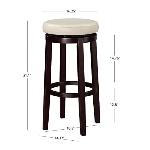 Linon Maya Bar, 29" Rice Stool | Swivel Backless Barstool with Plush Upholstery thumbnail 5