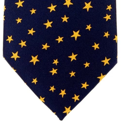 Retreez Classic Stars Woven Men's Tie - Navy Blue with Yellow Stars | Elegant Microfiber Necktie for Formal & Casual Wear thumbnail 2