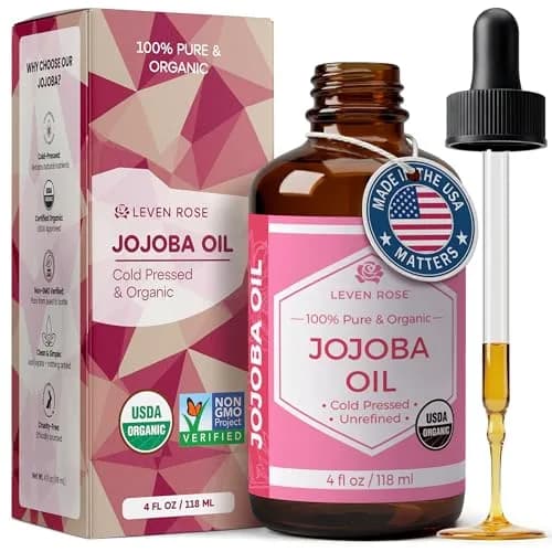 Leven Rose Organic Jojoba Oil for Skin, Hair & Nails 118ml (4 Fl Oz) | USDA Certified Organic Cold-Pressed Carrier Oil thumbnail 1