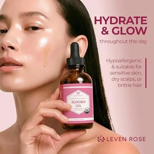 Leven Rose Organic Jojoba Oil for Skin, Hair & Nails 118ml (4 Fl Oz) | USDA Certified Organic Cold-Pressed Carrier Oil thumbnail 5